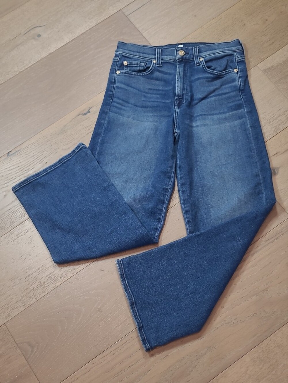 7 For All Mankind Jeans Women's sz 27 Cropped Wide Leg Mid Rise Denim